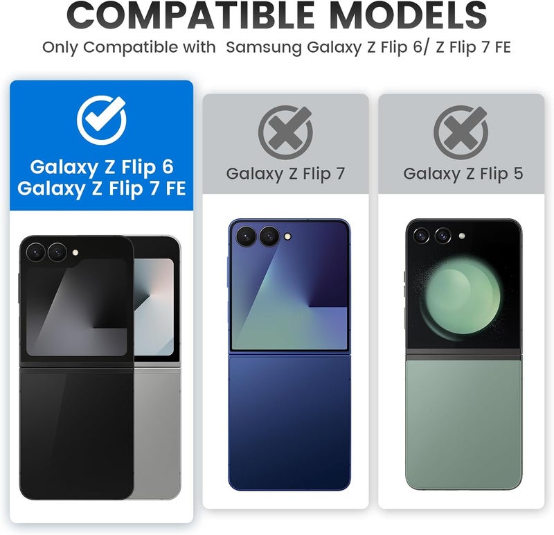 Vego for Galaxy Z Flip 6 Case, 360° Rotatable Ring Kickstand & Belt Clip Holster & Tempered Glass Camera Screen Protector & Hinge Protection, Shockproof Case for Samsung Flip 6 5G - Black - Image 2